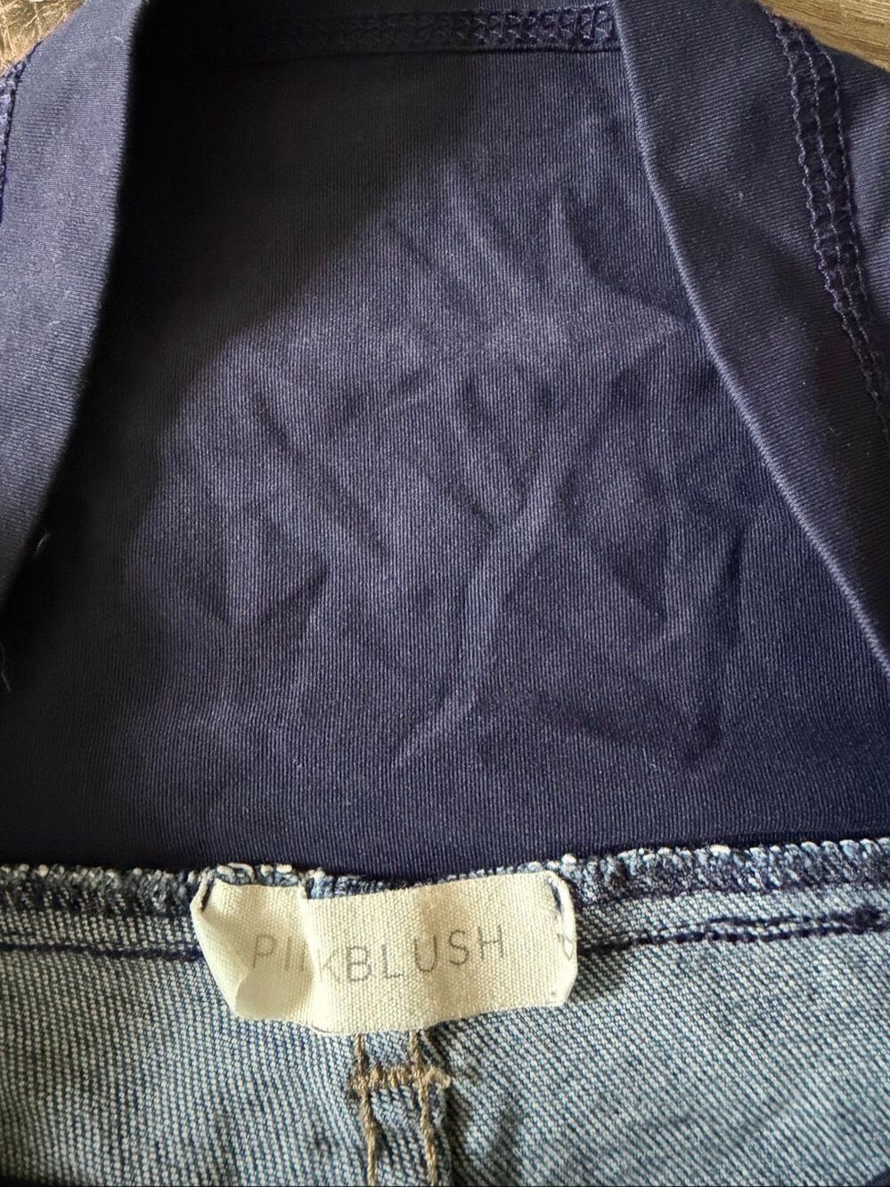 Pink blush Navy Blue Distressed Fringe Hem Maternity Jeans size 29 - Picture 7 of 8